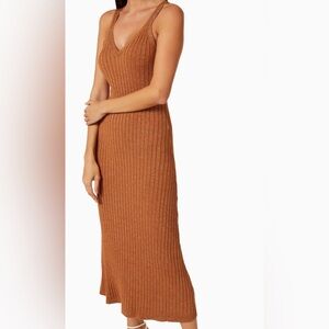 NWOT Significant Other Burnt Orange Goldie Sparkly Knit Midi Dress in size 8
